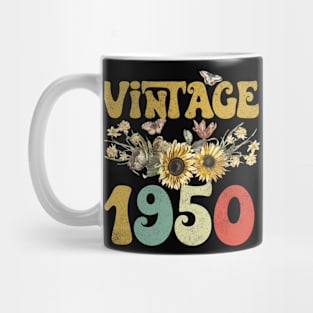 Vintage 1950 Sunflower Floral Retro Groovy 73rd Birthday Mug